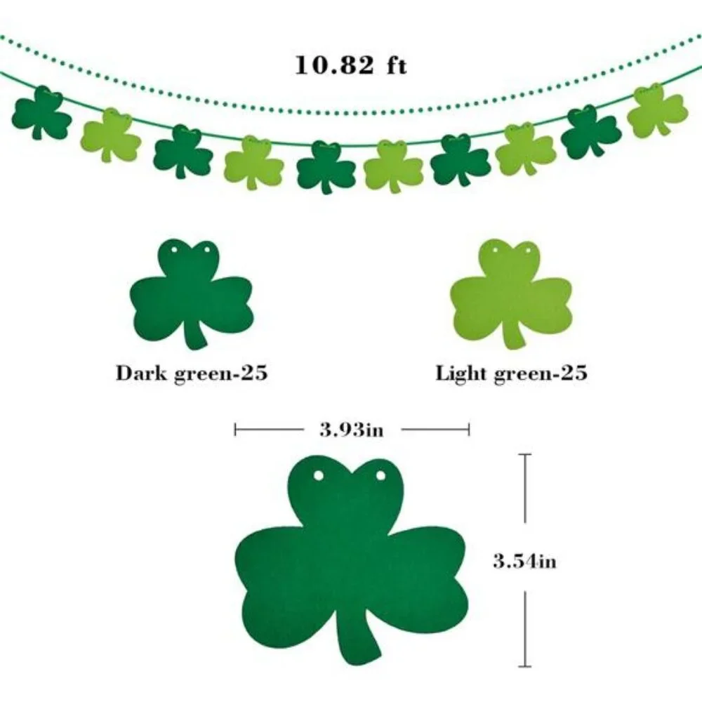 St Patricks Day Decorations 5 Pack Shamrock Clover Felt Banner Garland